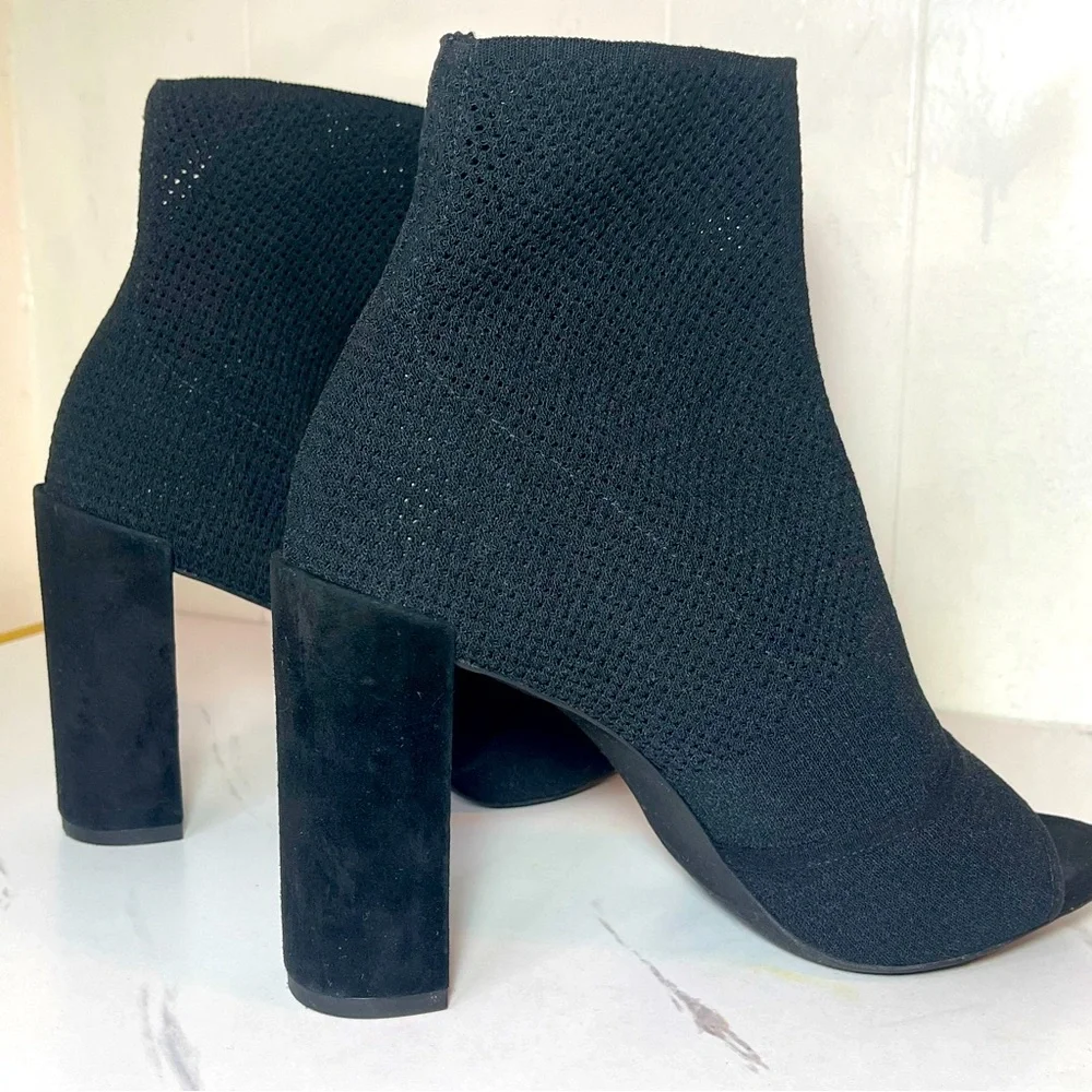 Kenneth Cole Open Toe Round Heel Black Ankle Party Cocktail Booties Sz 8.5 M